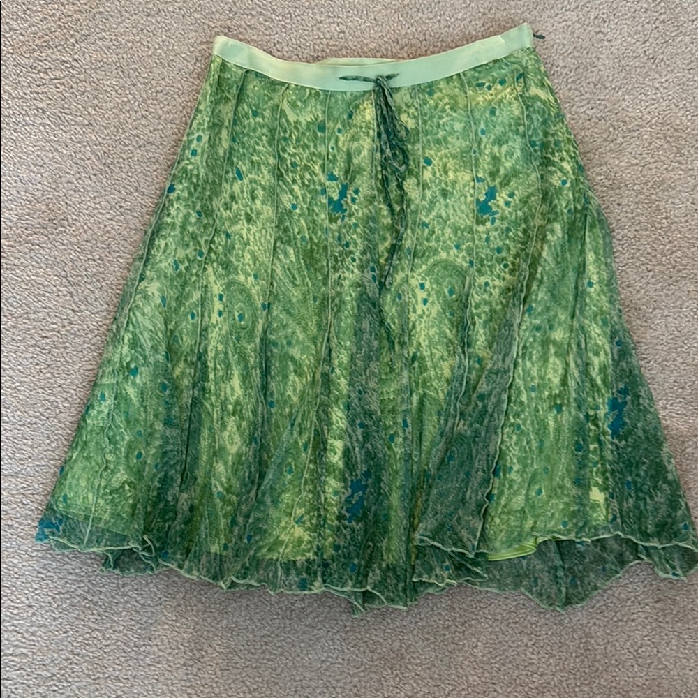 WD.NY Green A-Line Cocktail Skirt with Tie Front